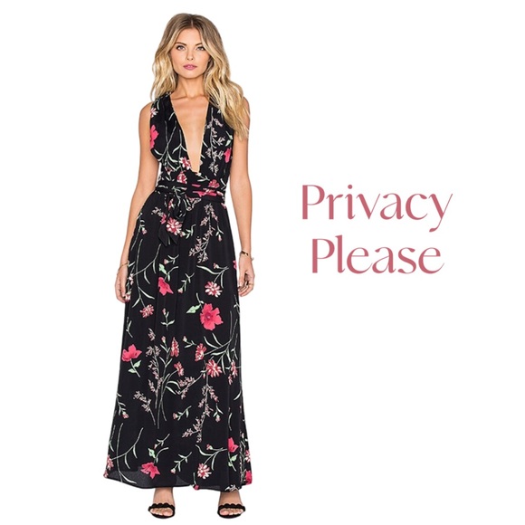 Privacy Please Black Maxi Dress with Pink Floral Design Sz S NWOT - Picture 1 of 8